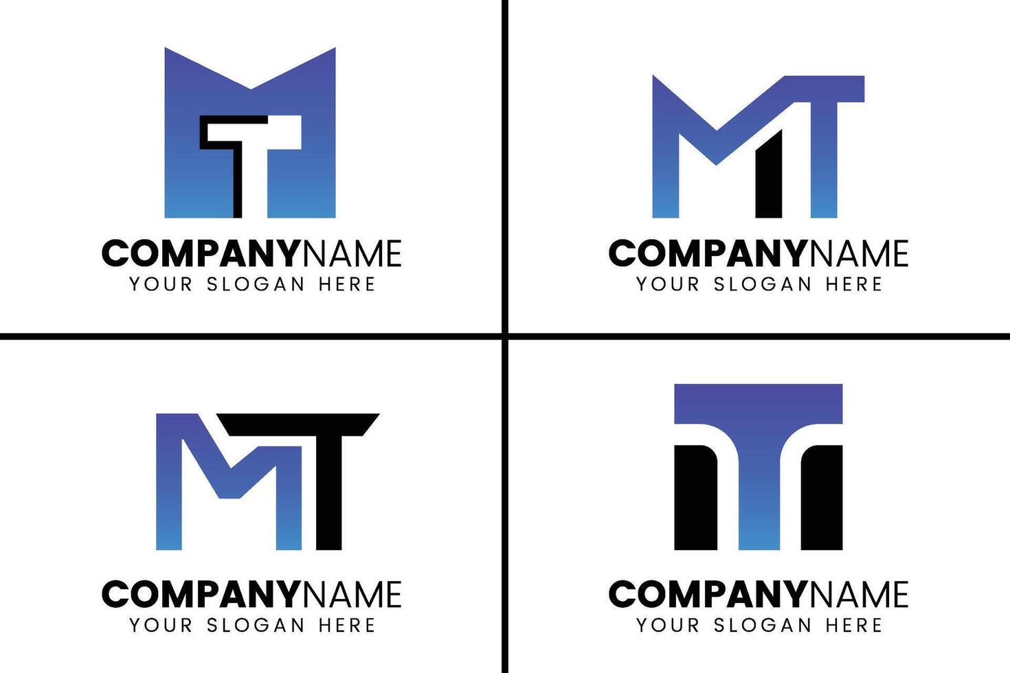 Creative monogram letter mt logo design vector