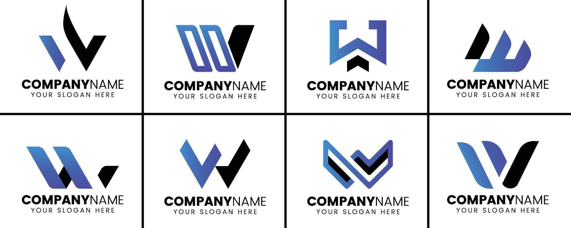 Creative monogram letter W logo design collection vector
