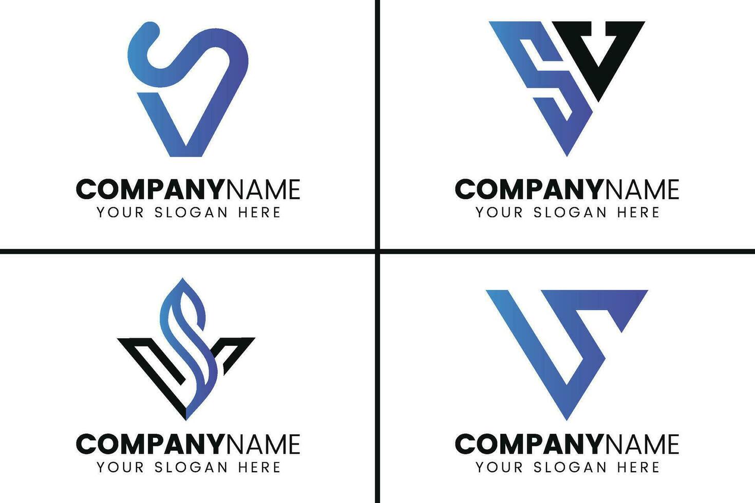 Creative monogram letter sv logo design vector