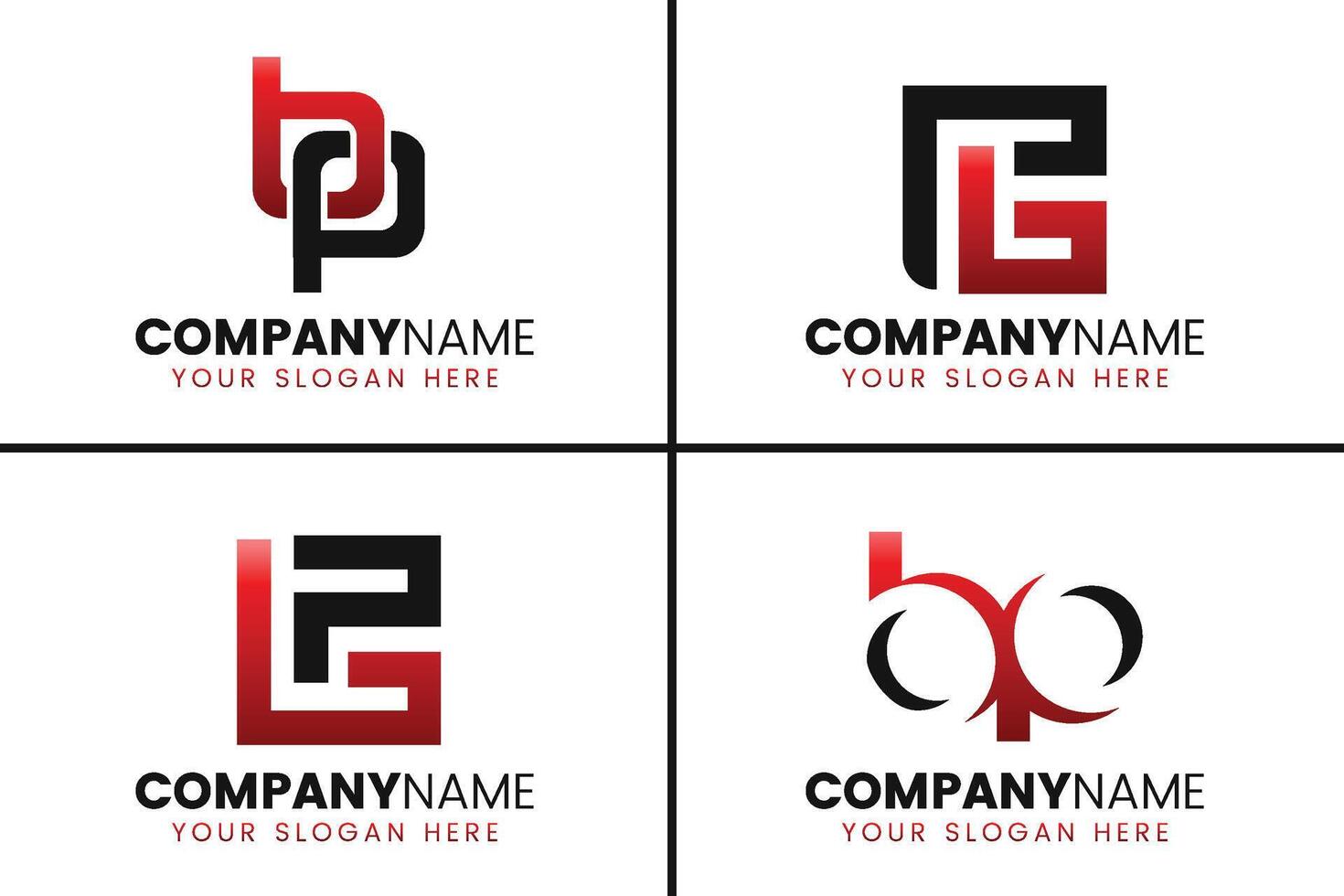 Creative monogram letter bp logo design collection vector