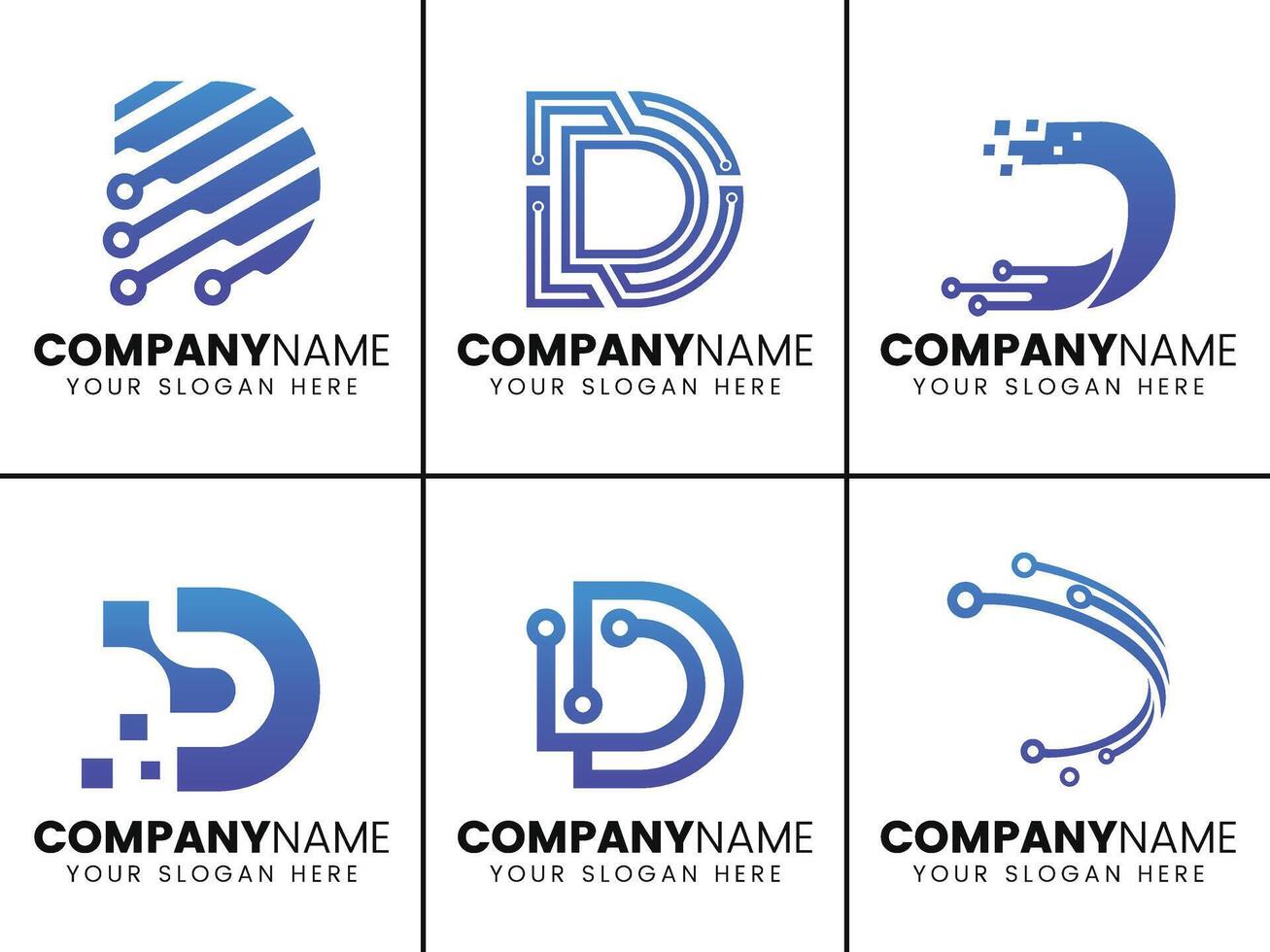 Letter D logo design collection vector