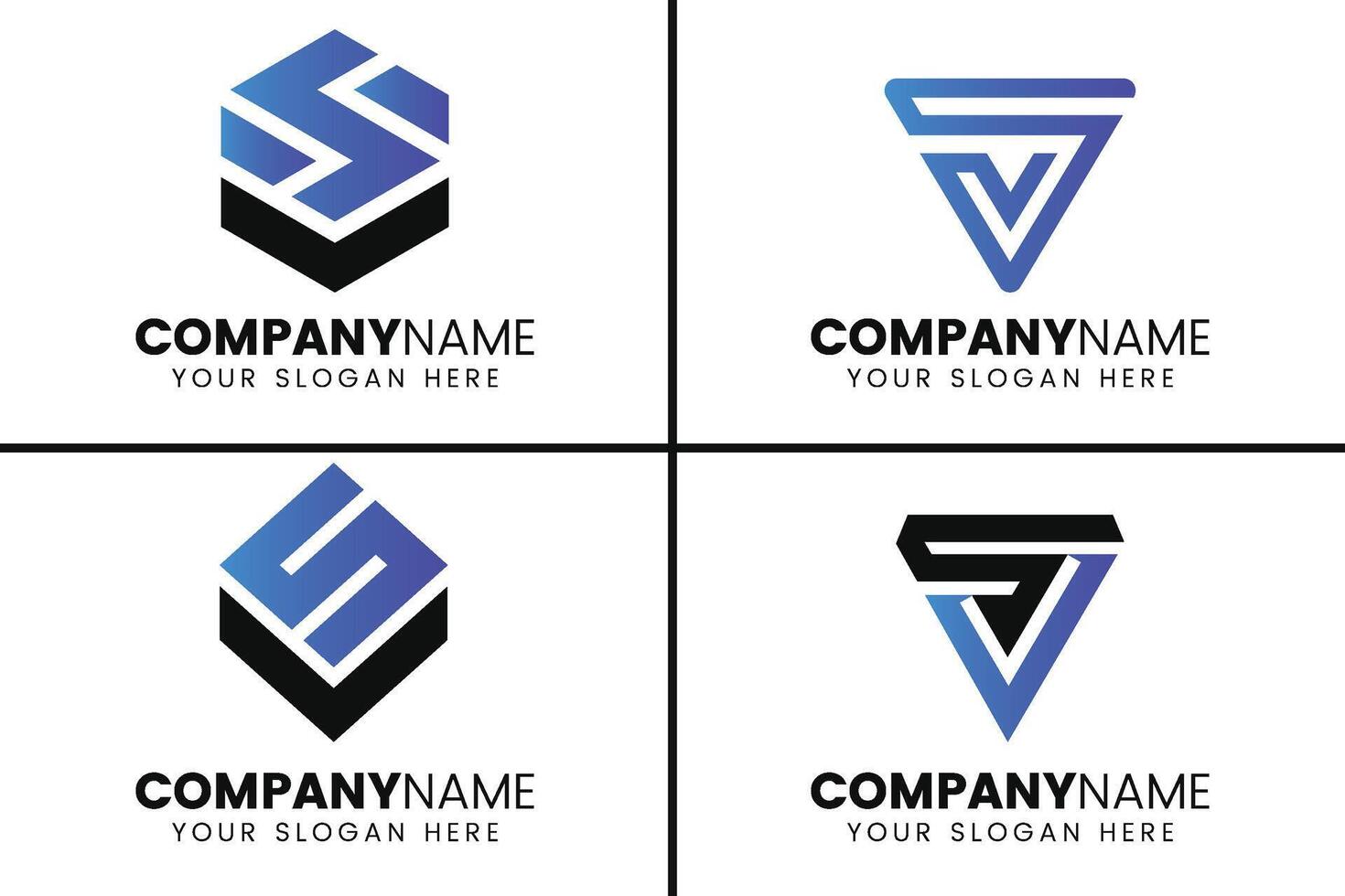 Creative monogram letter sv logo design vector