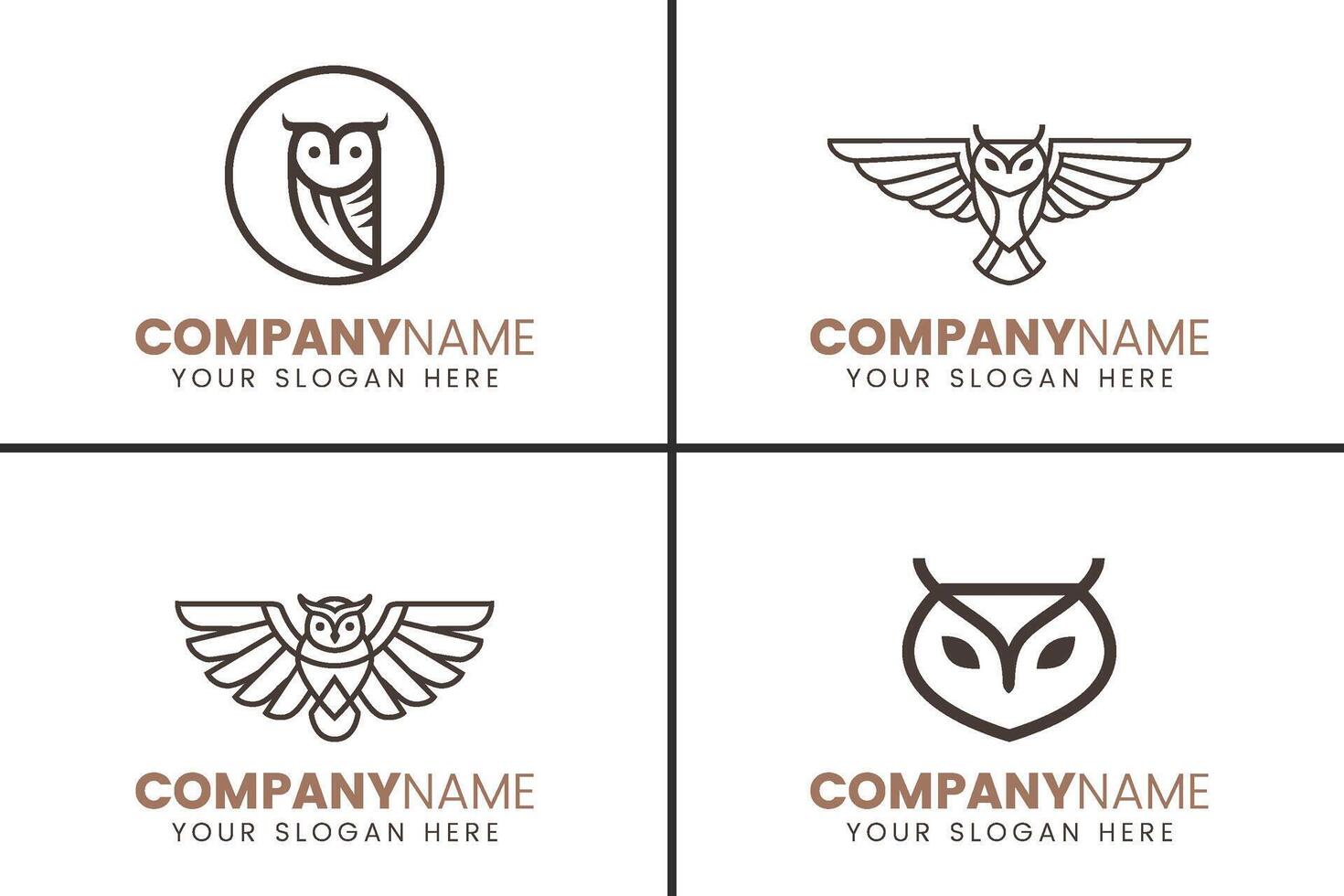 Owl logo design line art style collection vector
