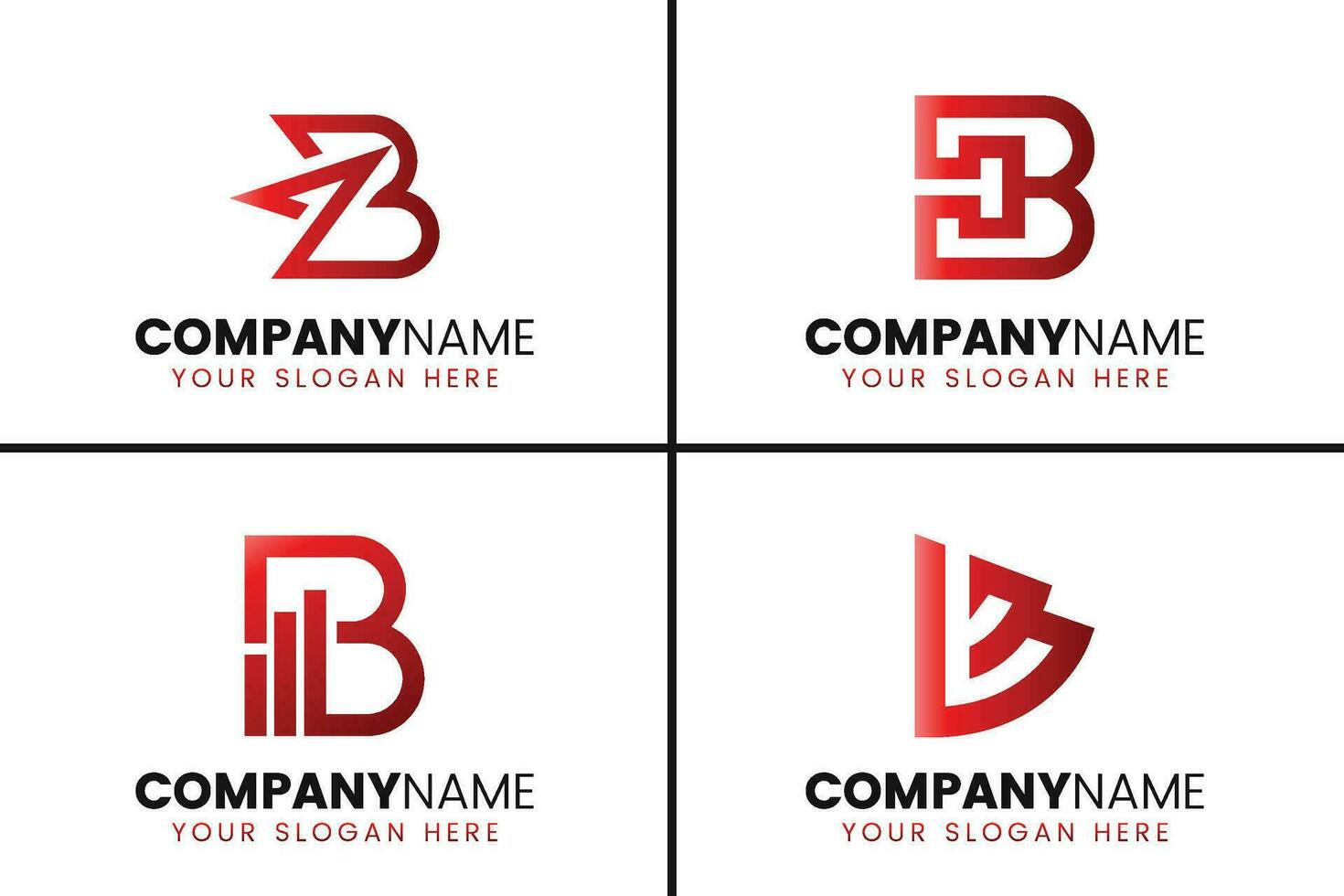 Creative monogram letter b logo design collection vector