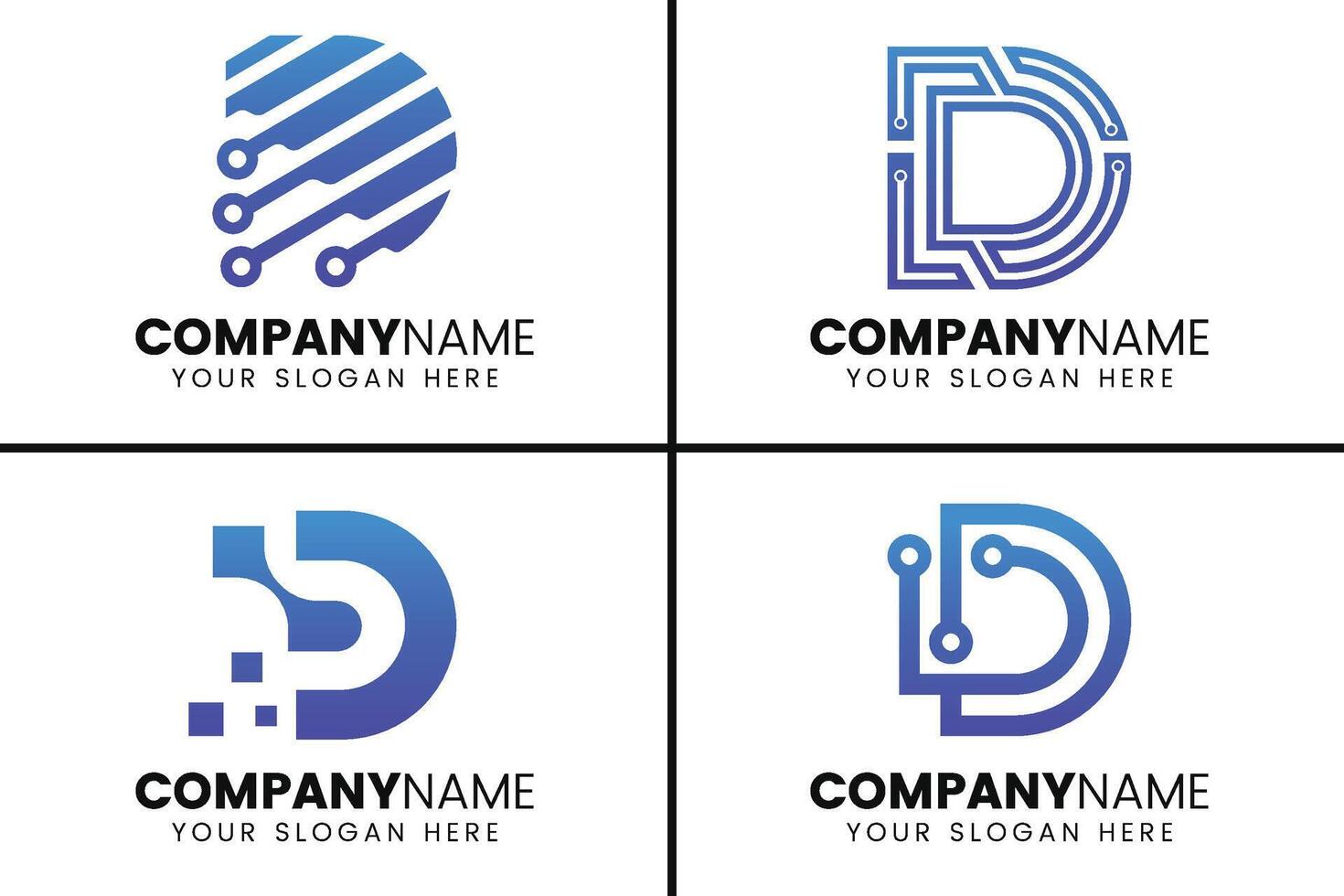 Letter D logo design collection vector