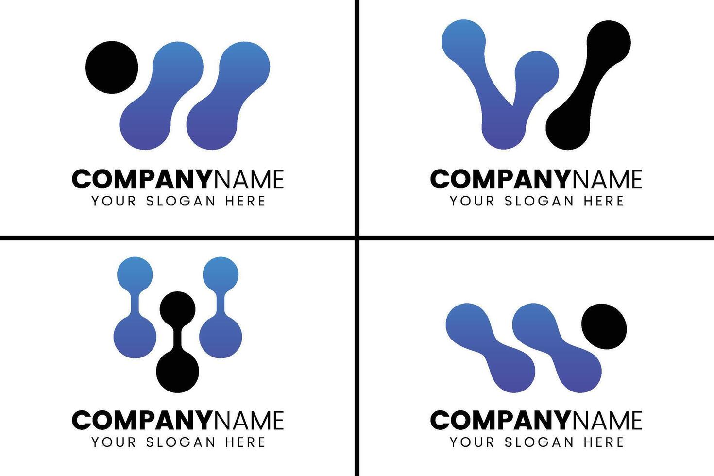 Data connect W logo design vector