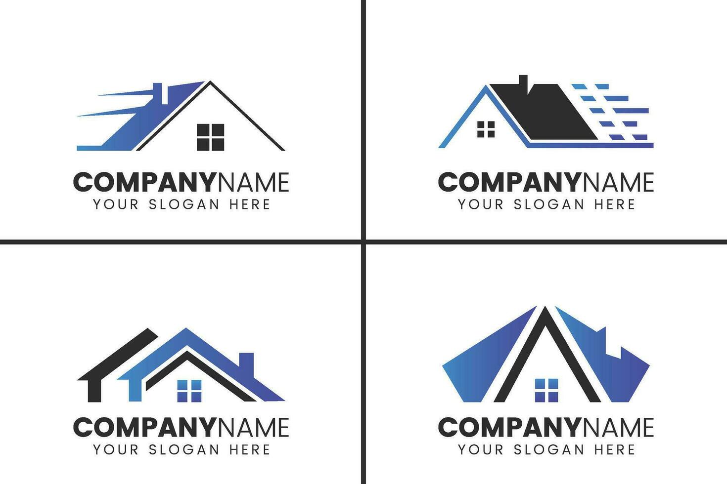 Real estate logo included house with roof. vector