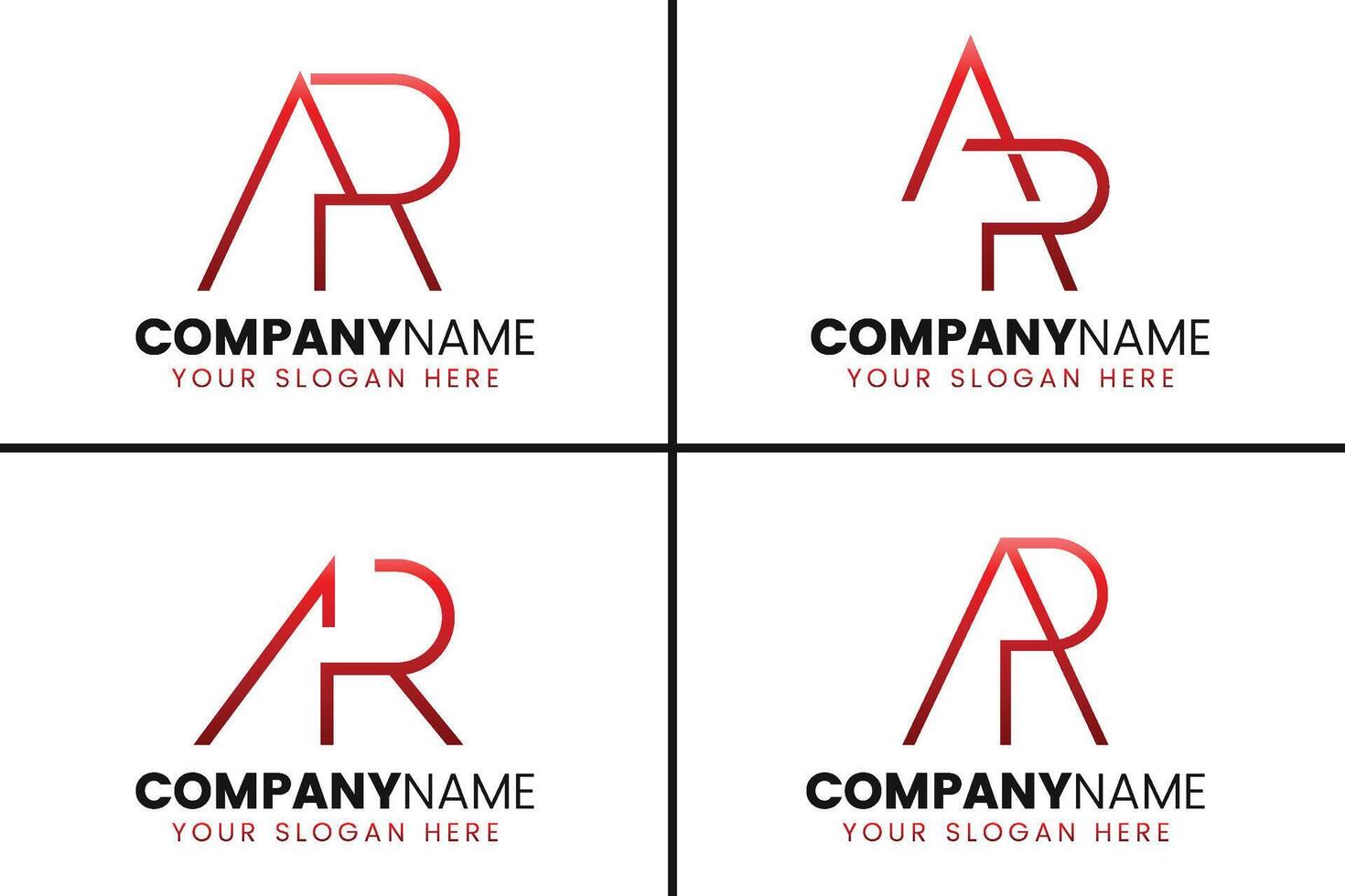 Creative monogram letter ar logo design collection vector