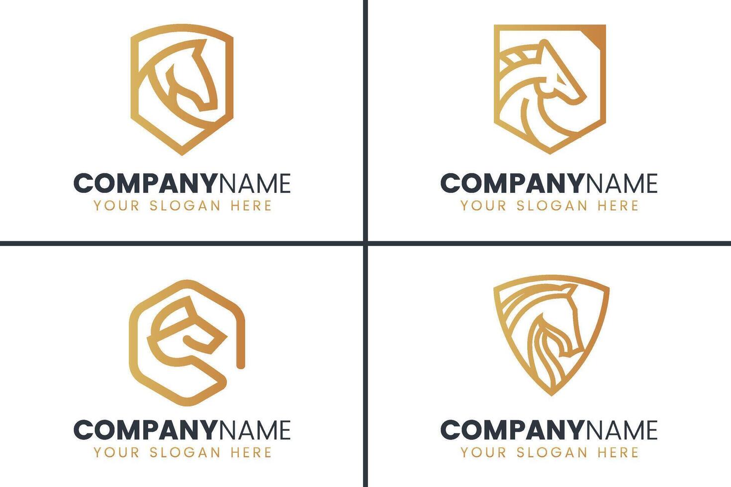 Horse line art logo design collection vector