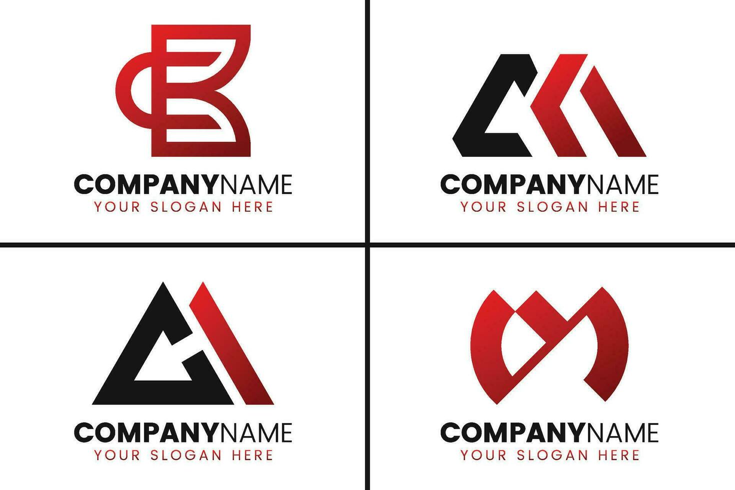 Creative monogram letter cm logo design collection vector