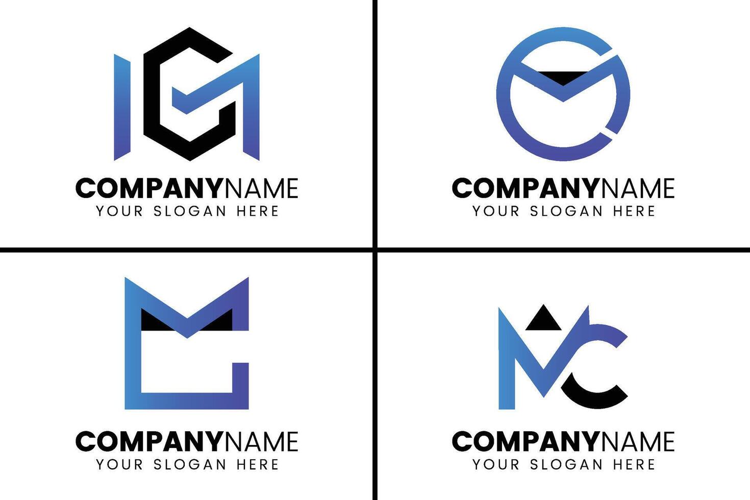 Creative monogram letter mc logo design vector