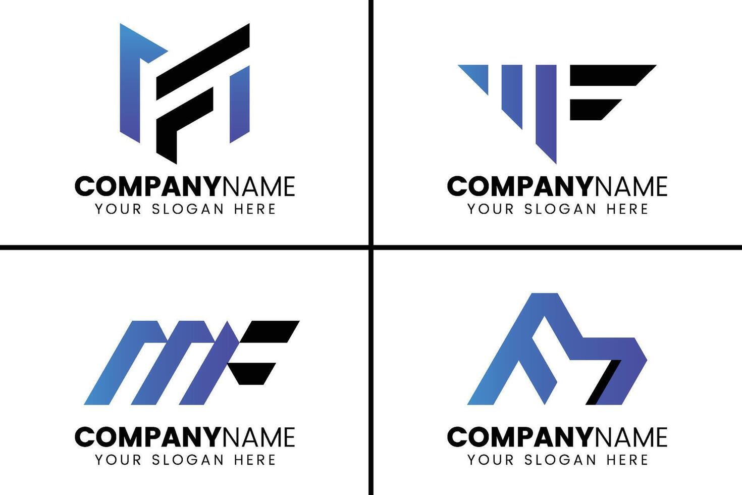 Creative monogram letter mf logo design collection vector