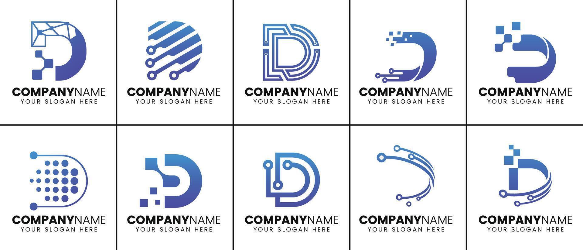Letter D logo design collection vector