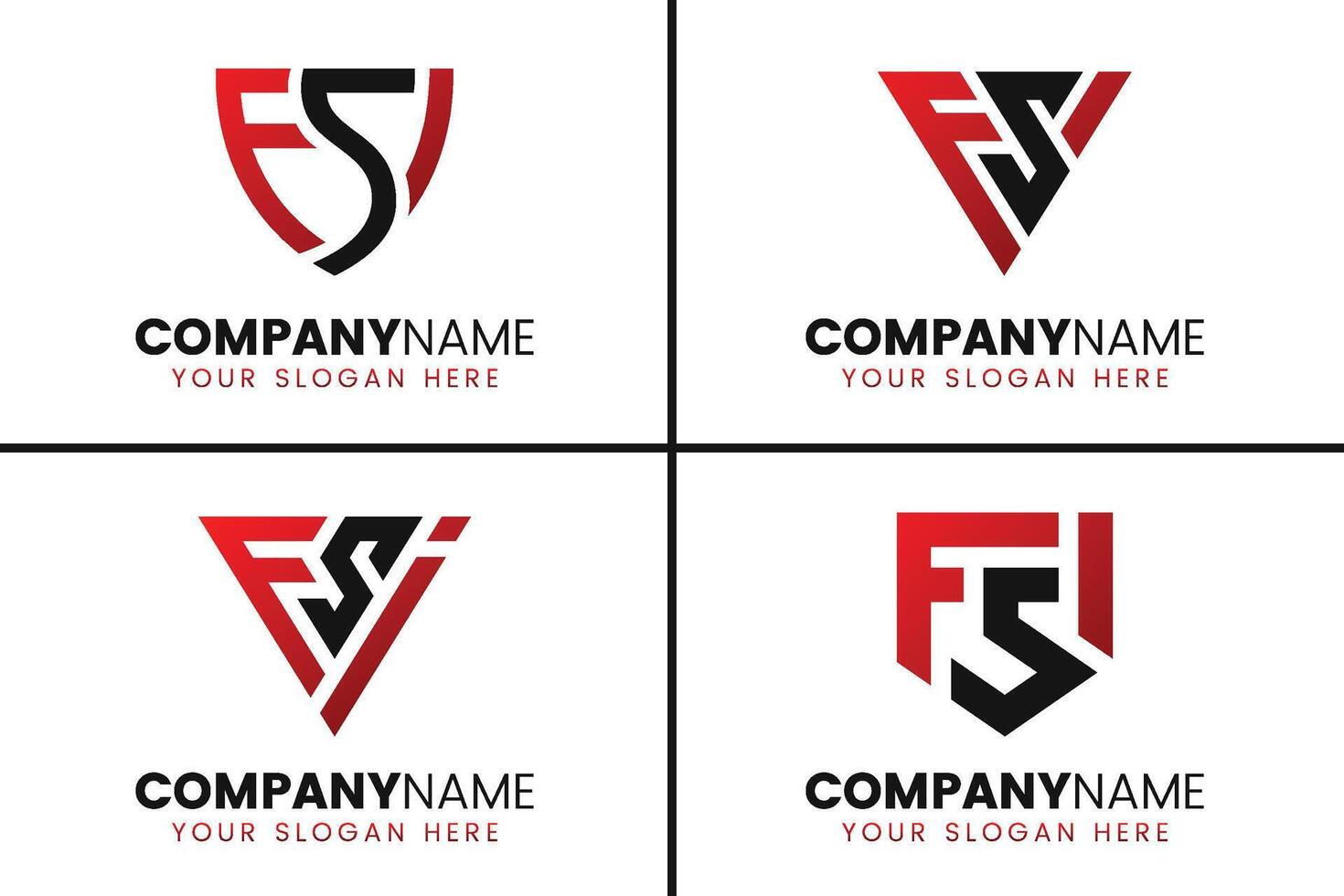 Creative monogram letter fsi logo design collection vector