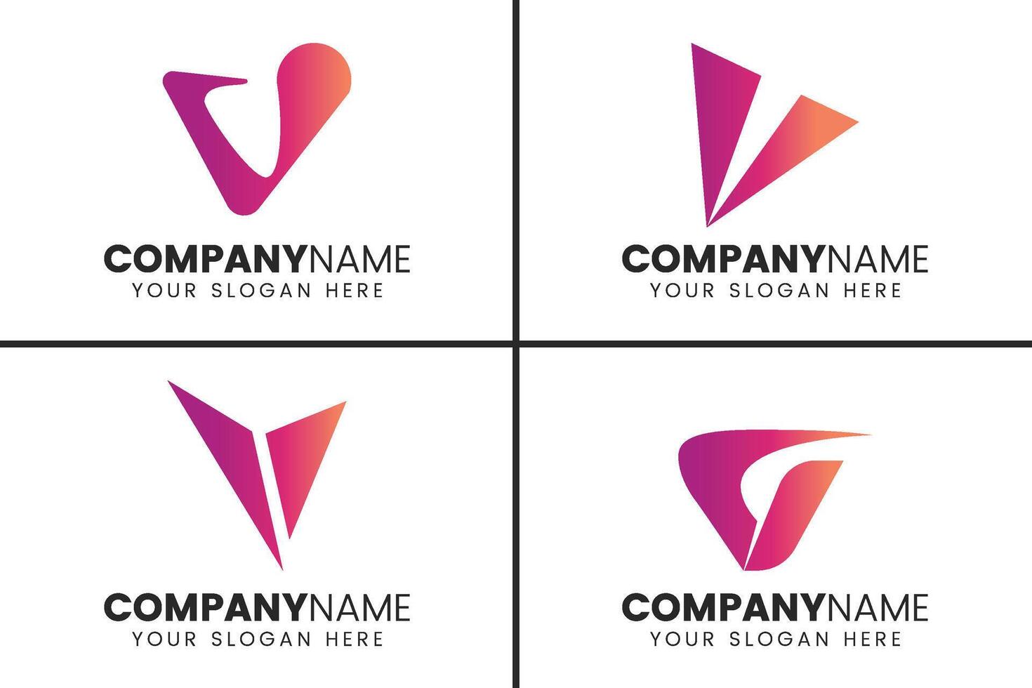 Gradient letter V logo design collection vector