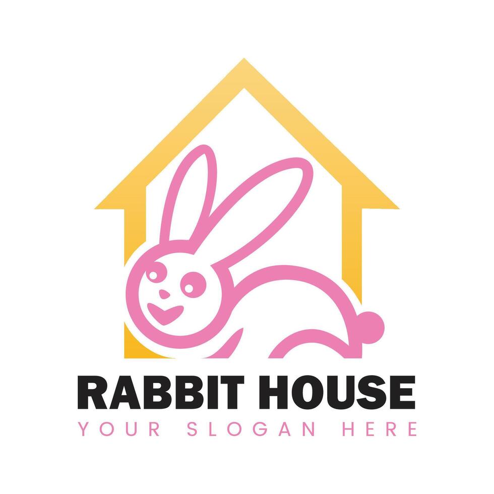 Rabbit House Logo Design. Rabbit in a house design. vector