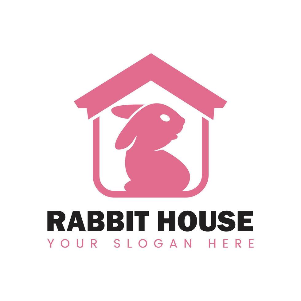 Rabbit House Logo Design. Rabbit in a house design. vector