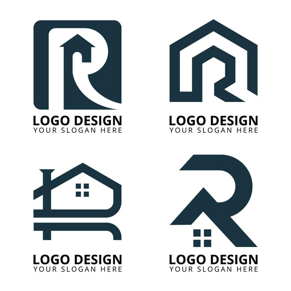 diseño de logotipo de bienes raíces letra r vector