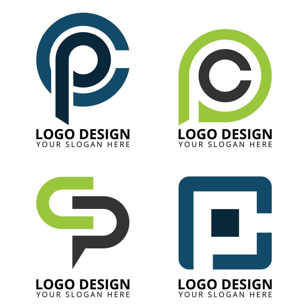 Creative monogram letter cp logo design vector