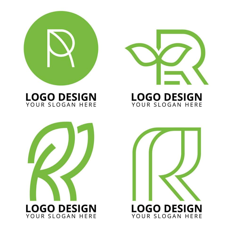 orgánico letra r logo diseño con hoja vector