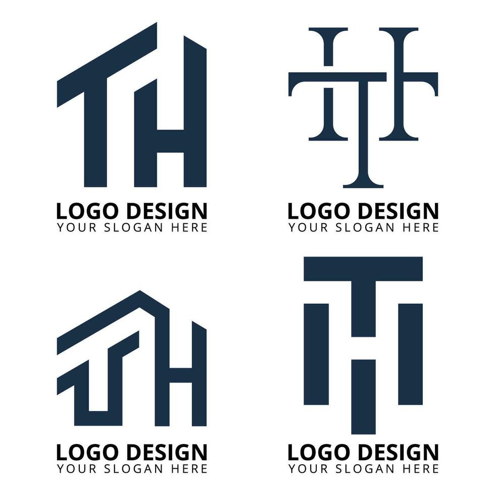 creativo th letra logo diseño vector