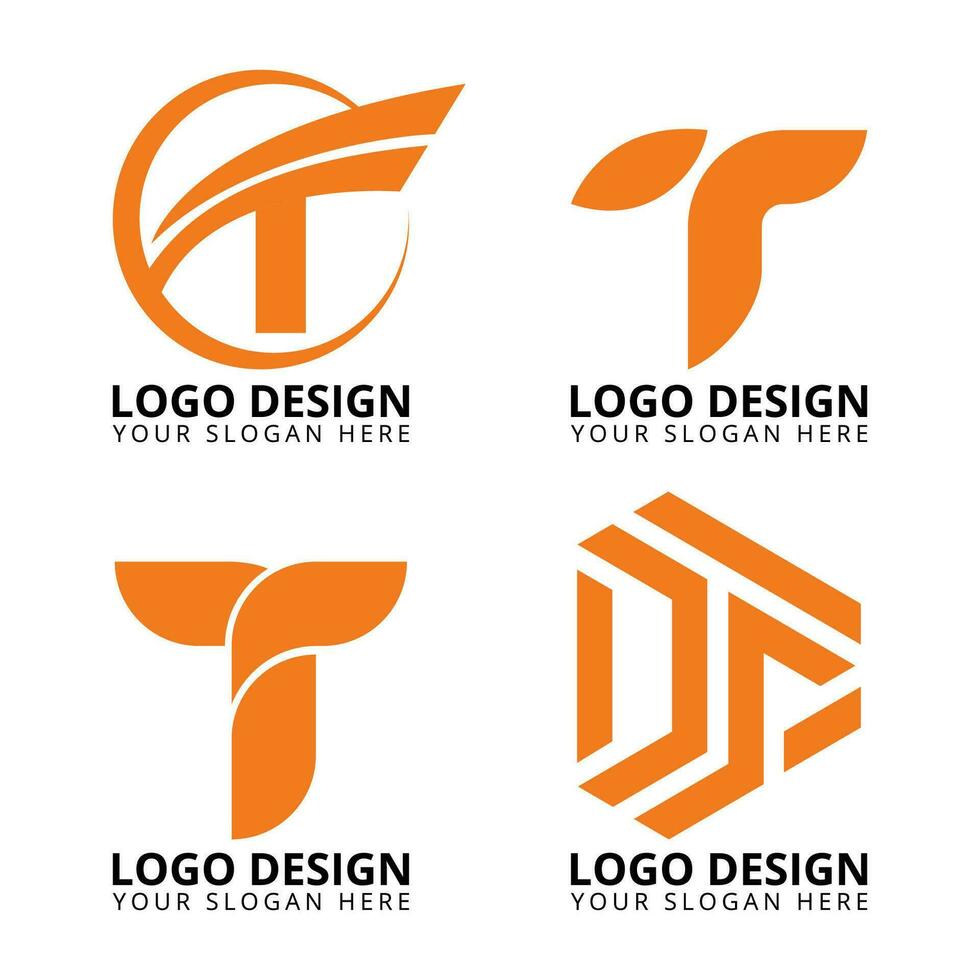 Creative monogram letter T logo design vector