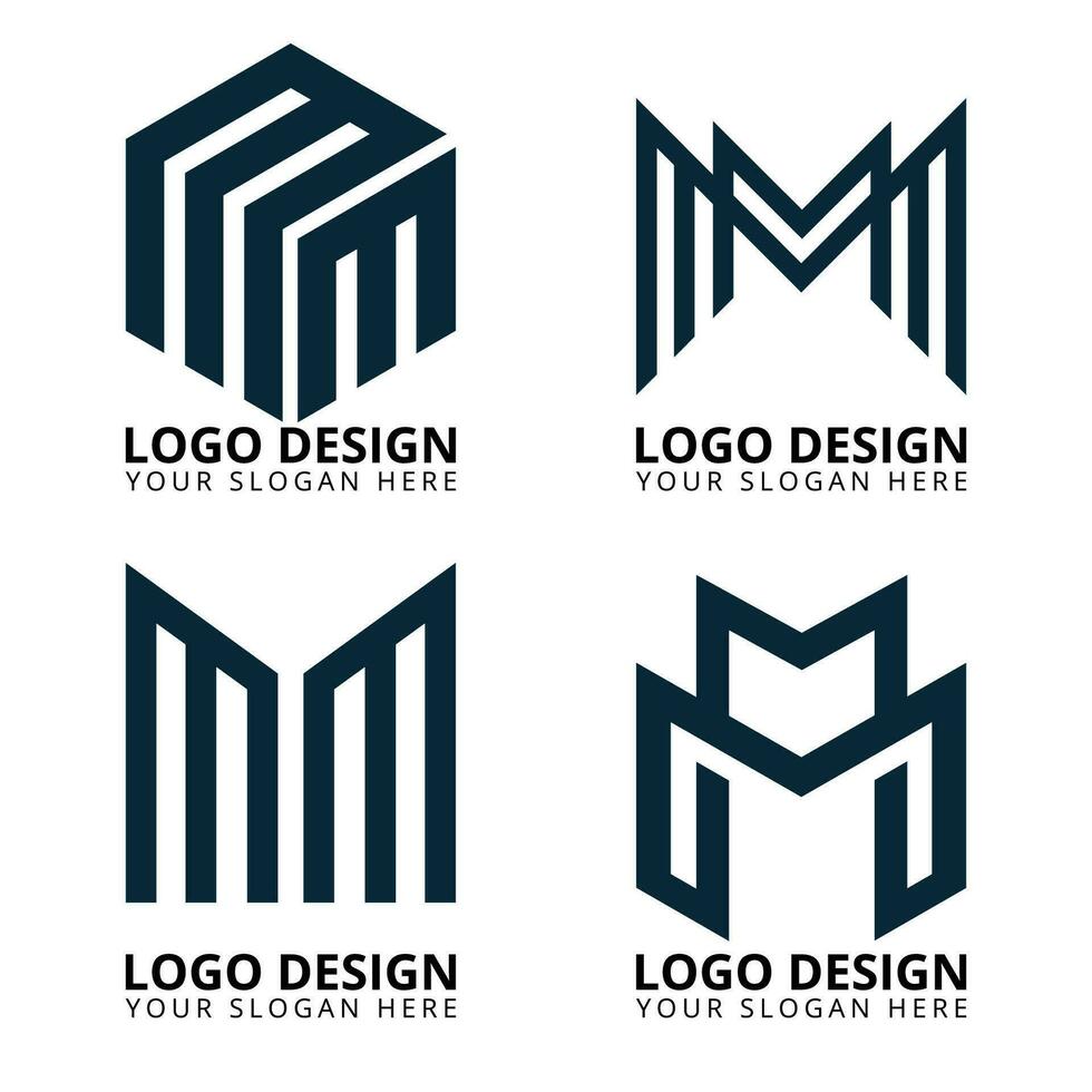 MM, mm letters monogram logo design