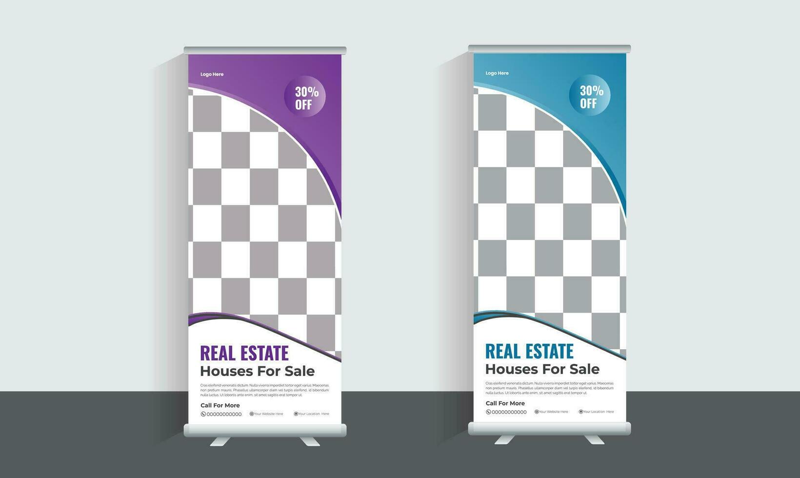 Real Esart Roll Up Banner Template Design vector