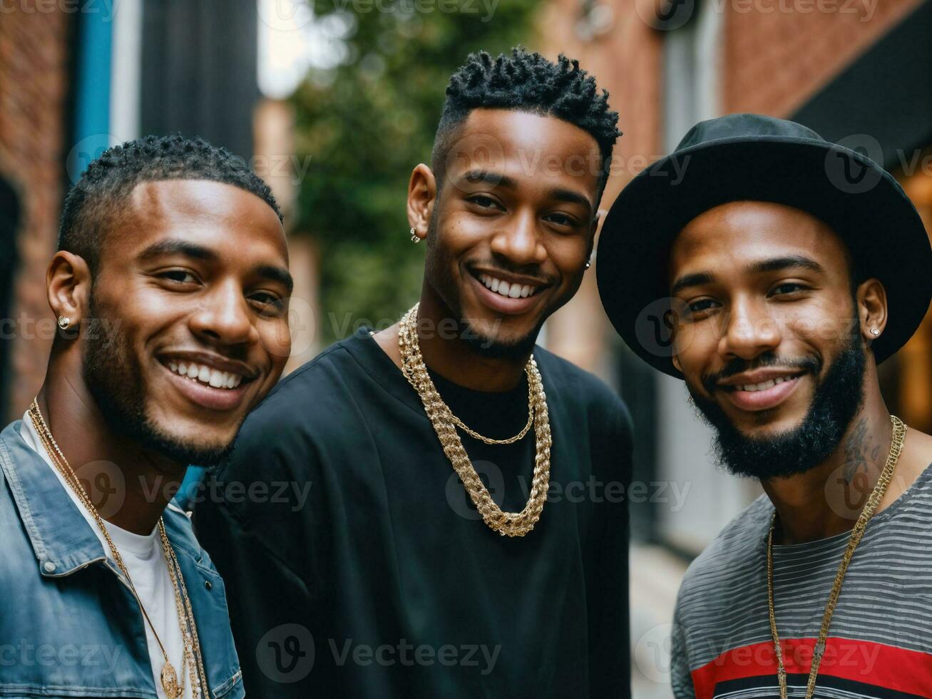 photo of group happy black strong man, generative AI