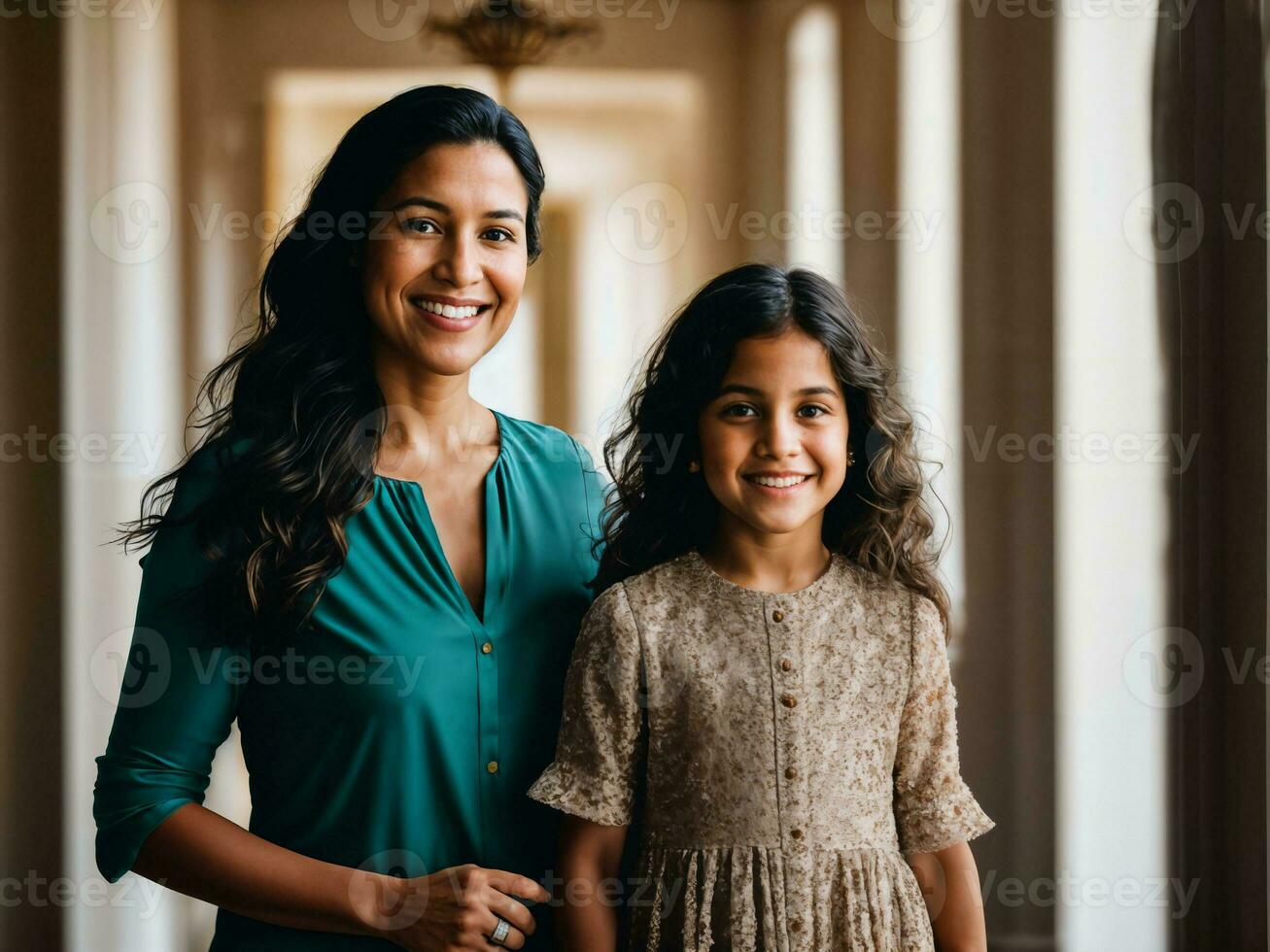 photo of happy family mother and daughter, generative AI