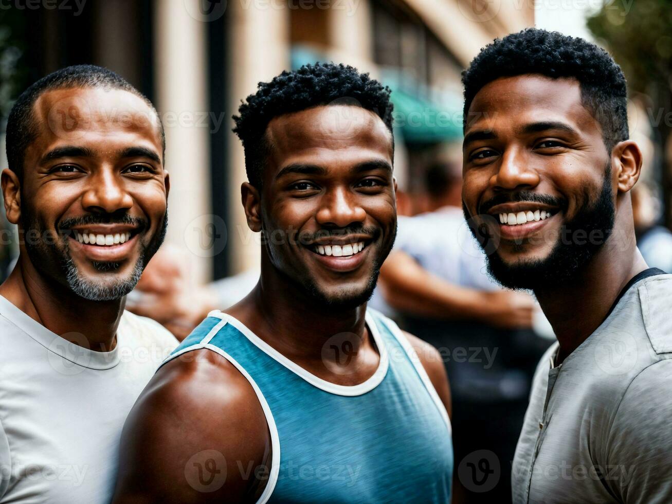 photo of group happy black strong man, generative AI