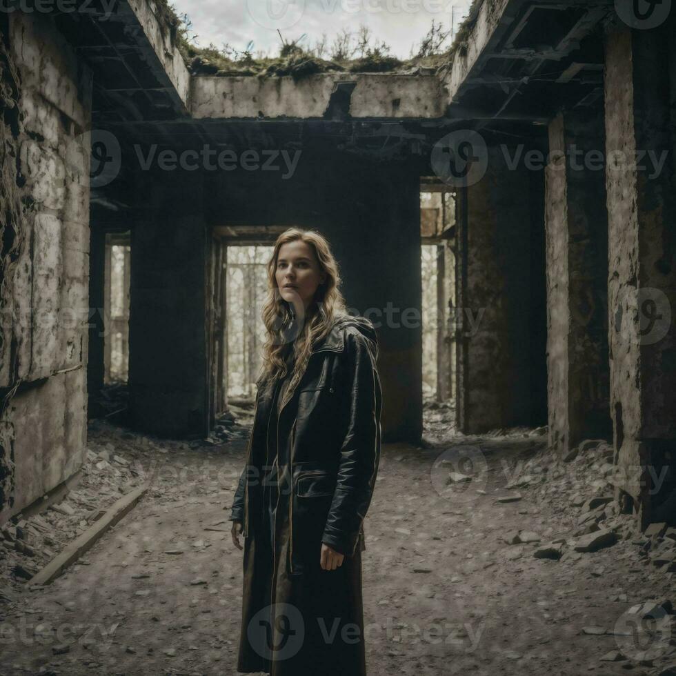 survivor people at apocalypse world in underground basement bunker , generative AI photo