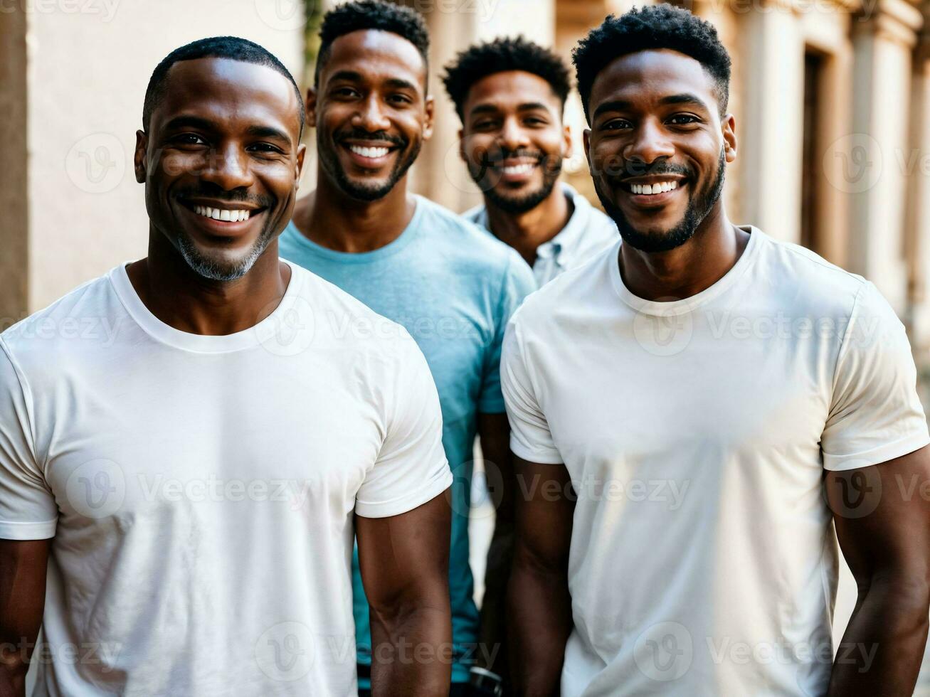 photo of group happy black strong man, generative AI