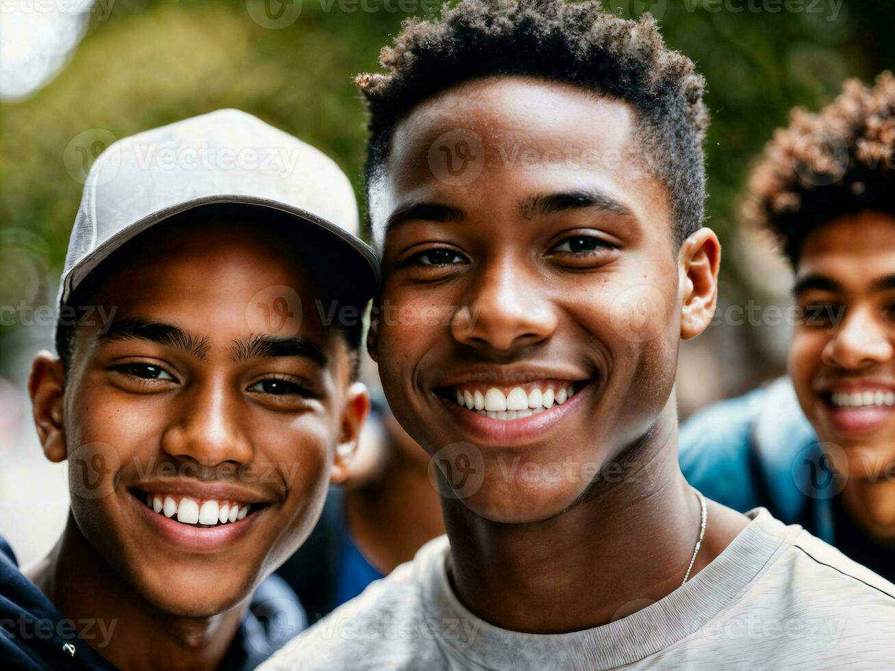 photo of group black teenage freshy student at university, generative AI