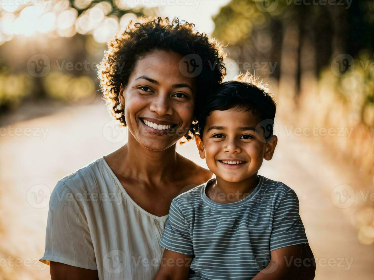 photo of happy family mother and son, generative AI