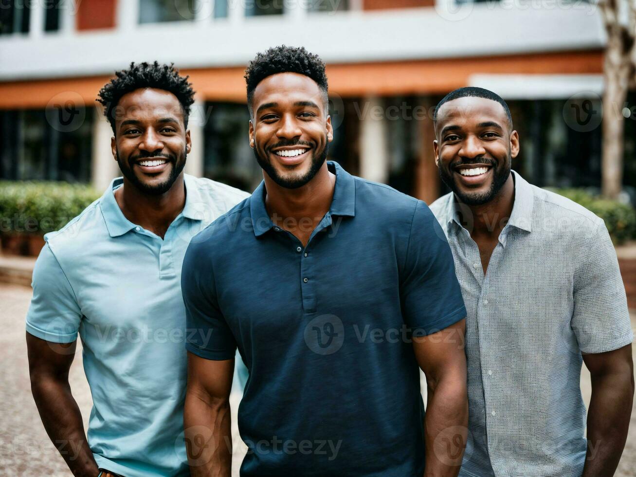 photo of group happy black strong man, generative AI