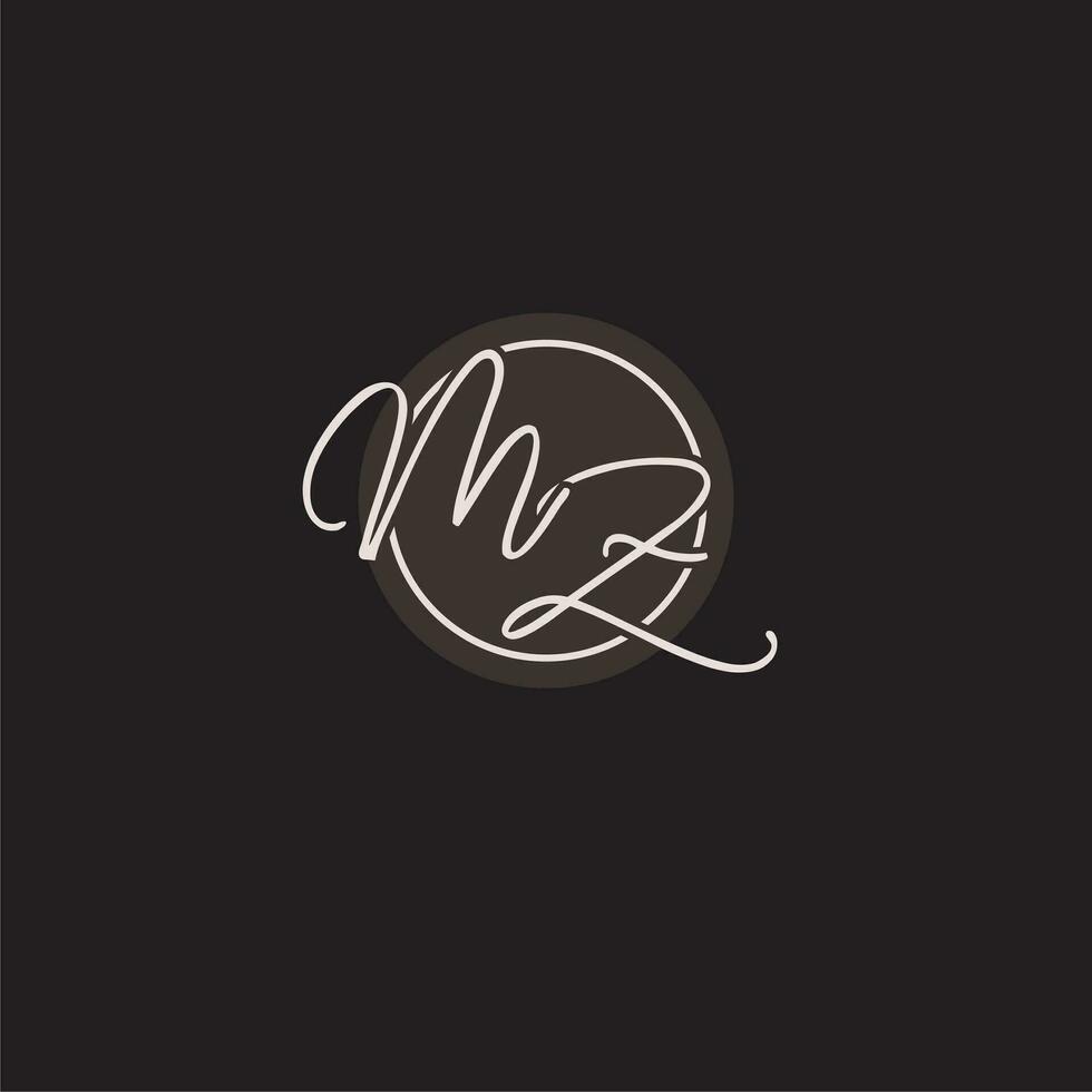 iniciales mz logo monograma con sencillo circulo línea estilo vector