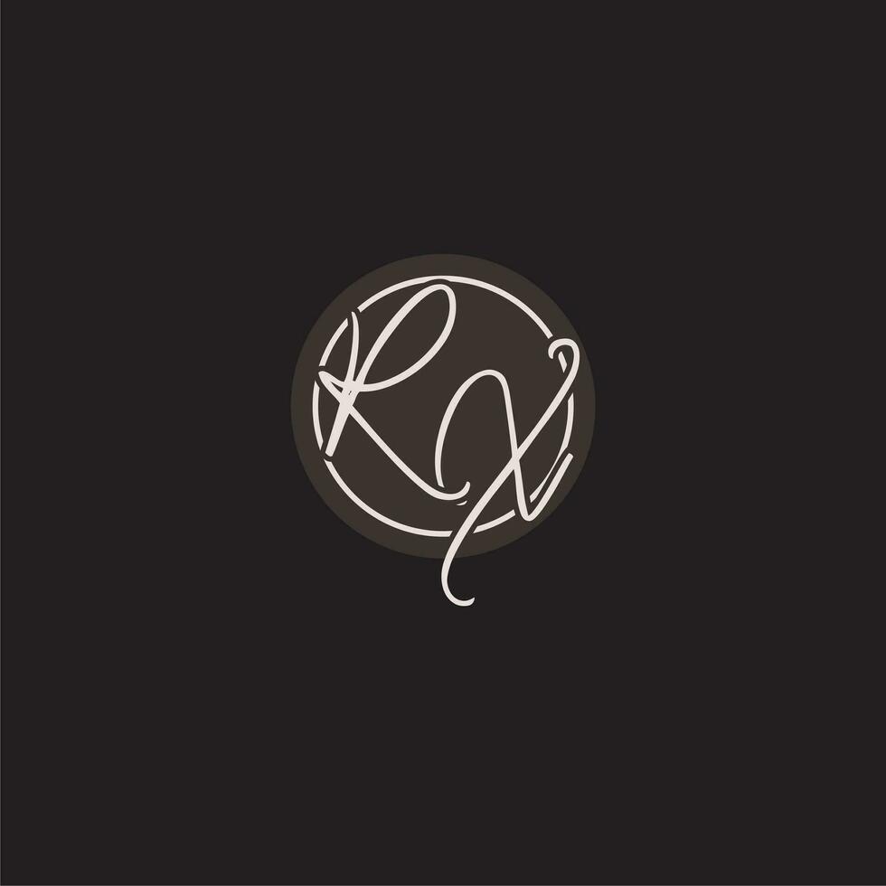 Initials RX logo monogram with simple circle line style vector