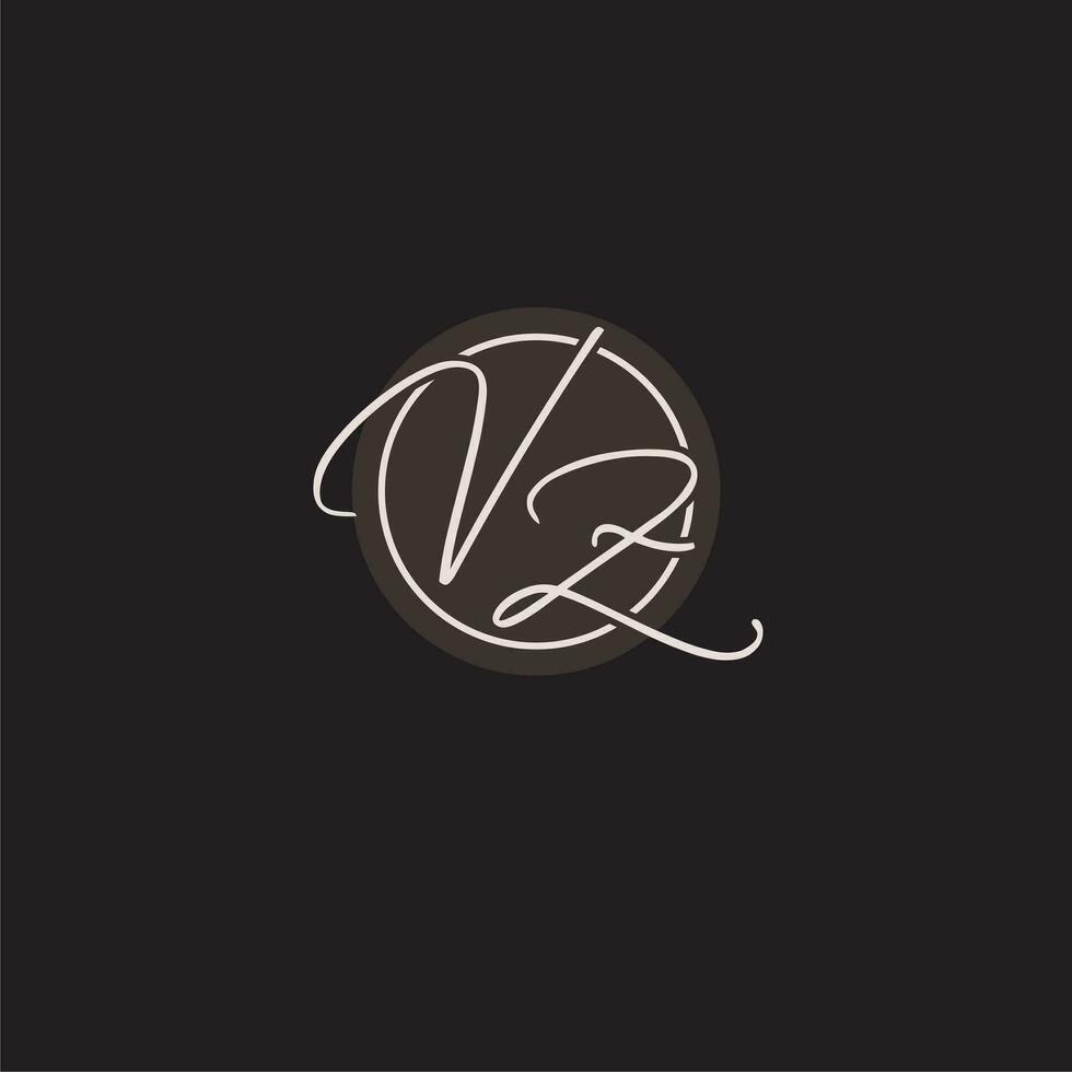 Initials VZ logo monogram with simple circle line style vector