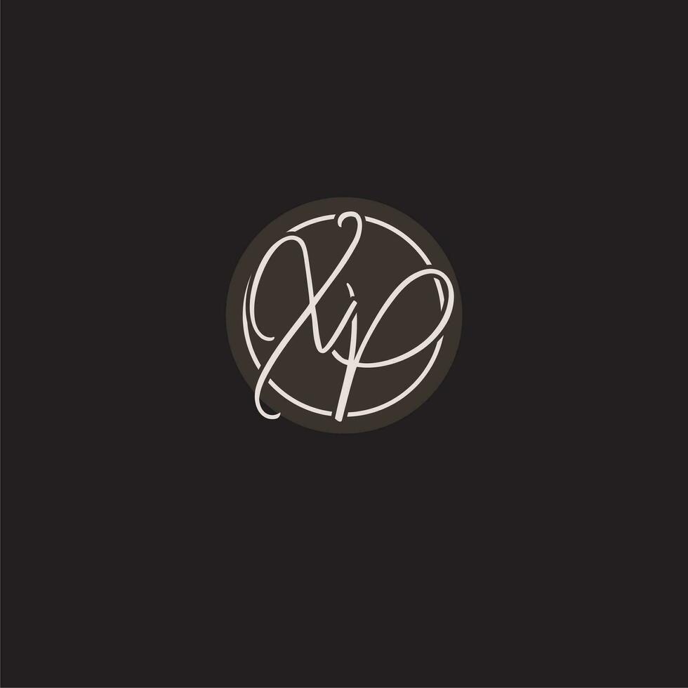 Initials XP logo monogram with simple circle line style vector