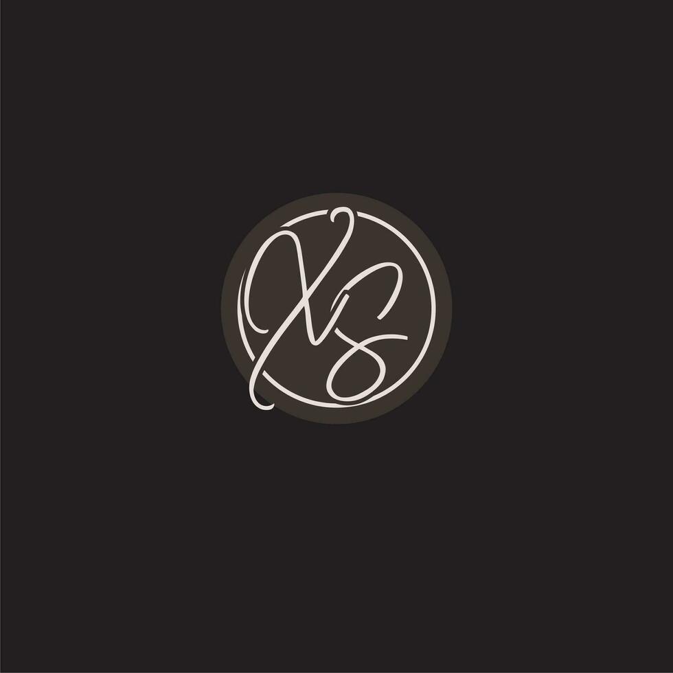 Initials XS logo monogram with simple circle line style vector