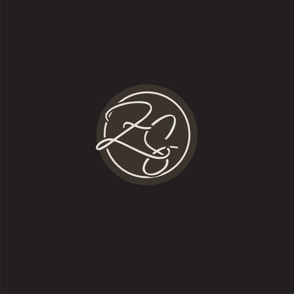 Initials ZS logo monogram with simple circle line style vector