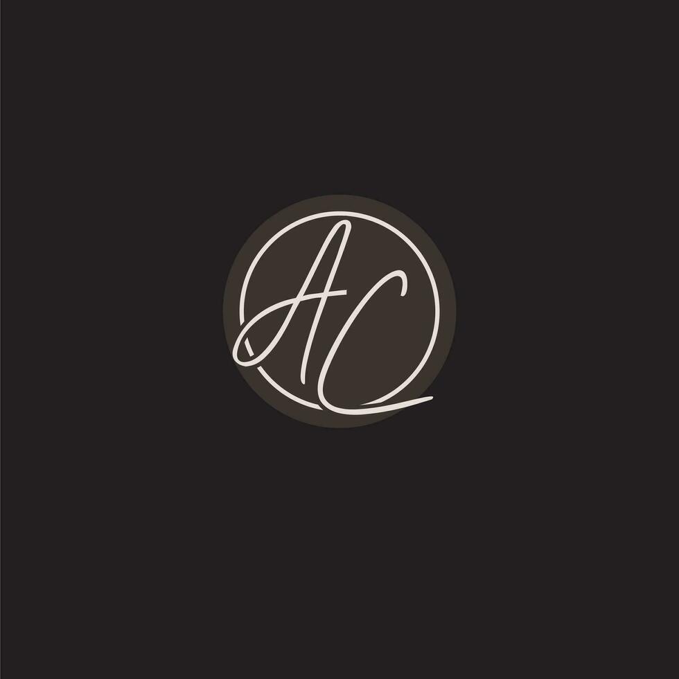 Initials AC logo monogram with simple circle line style vector