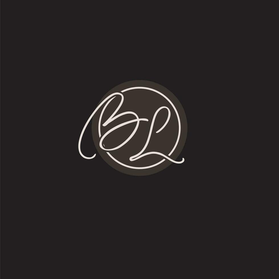 Initials BL logo monogram with simple circle line style vector