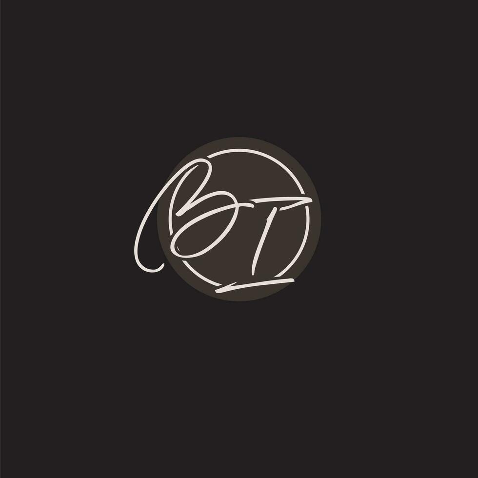 Initials BI logo monogram with simple circle line style vector