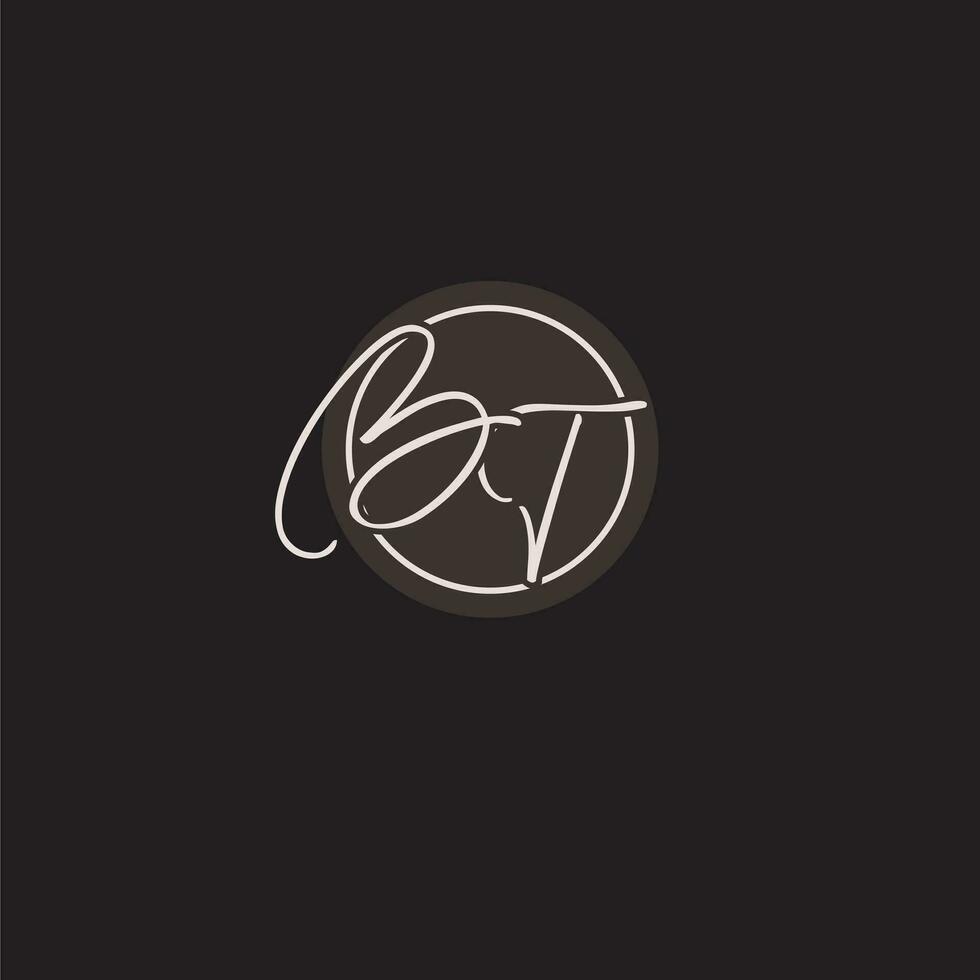 Initials BT logo monogram with simple circle line style vector