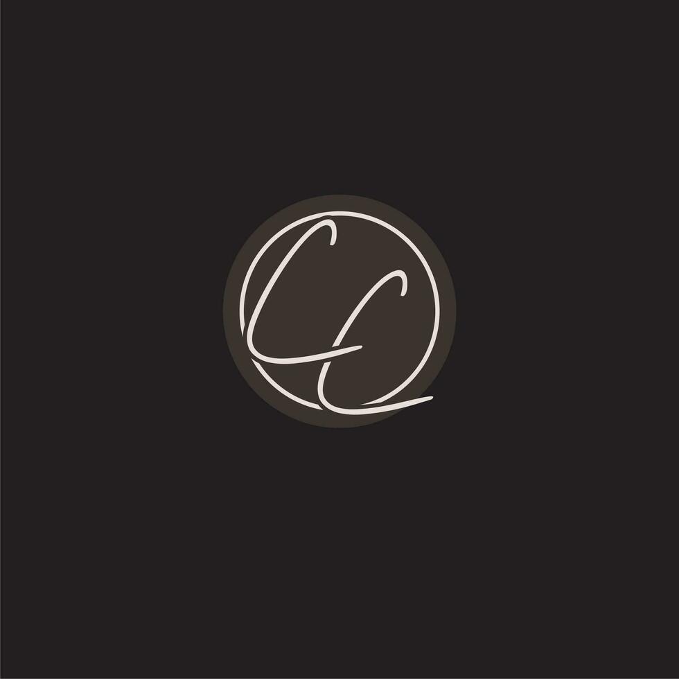 Initials CC logo monogram with simple circle line style vector