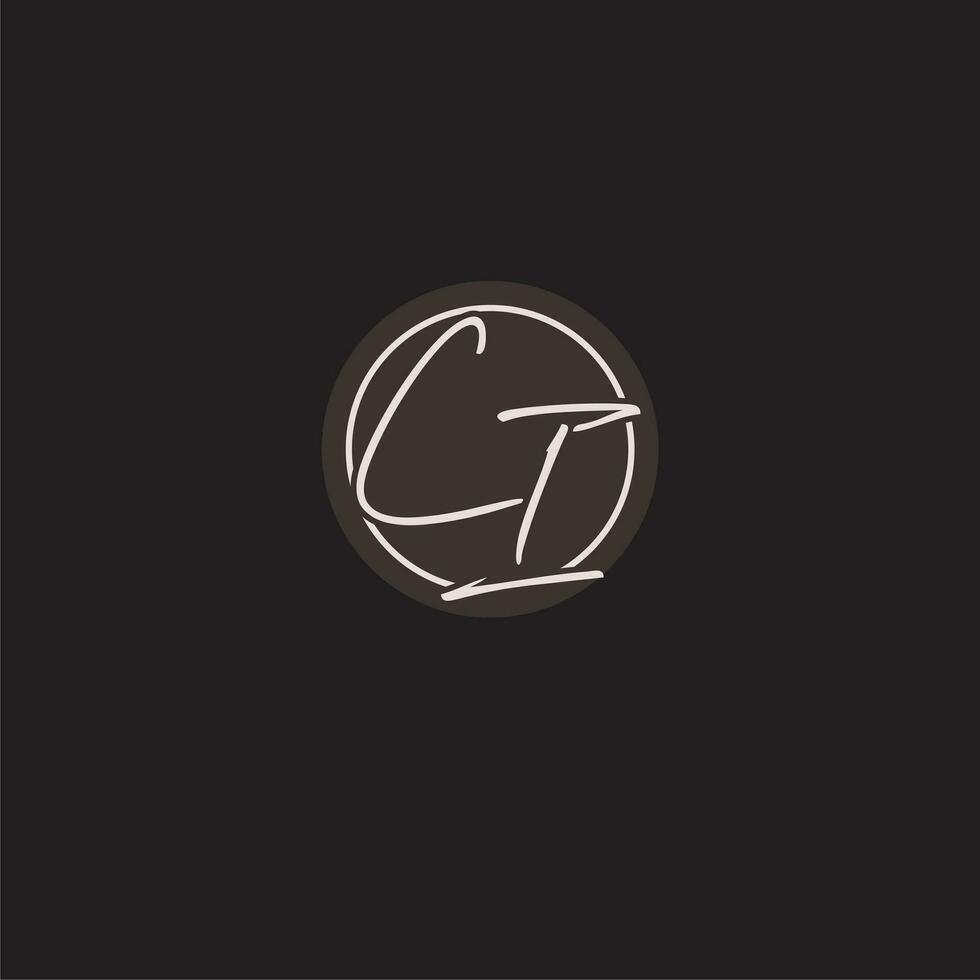 Initials CI logo monogram with simple circle line style vector