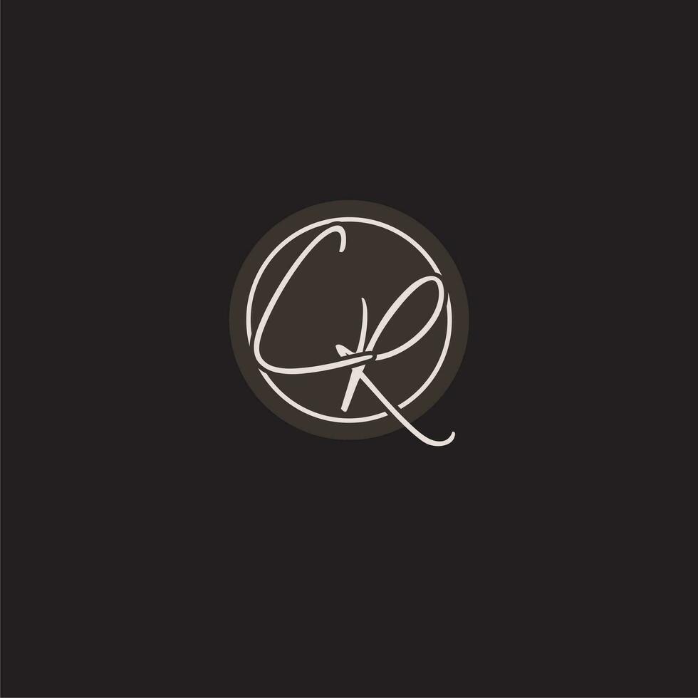 Initials CR logo monogram with simple circle line style vector