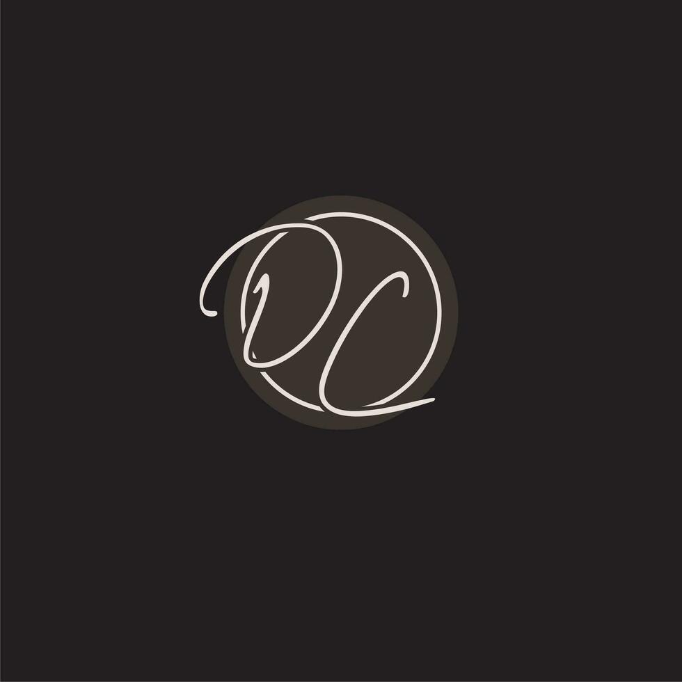 Initials DC logo monogram with simple circle line style vector